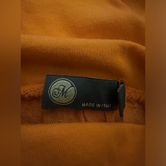 M MADE IN ITALY ORANGE LINEN RUFFLE SKIRT - Picture 9 of 9